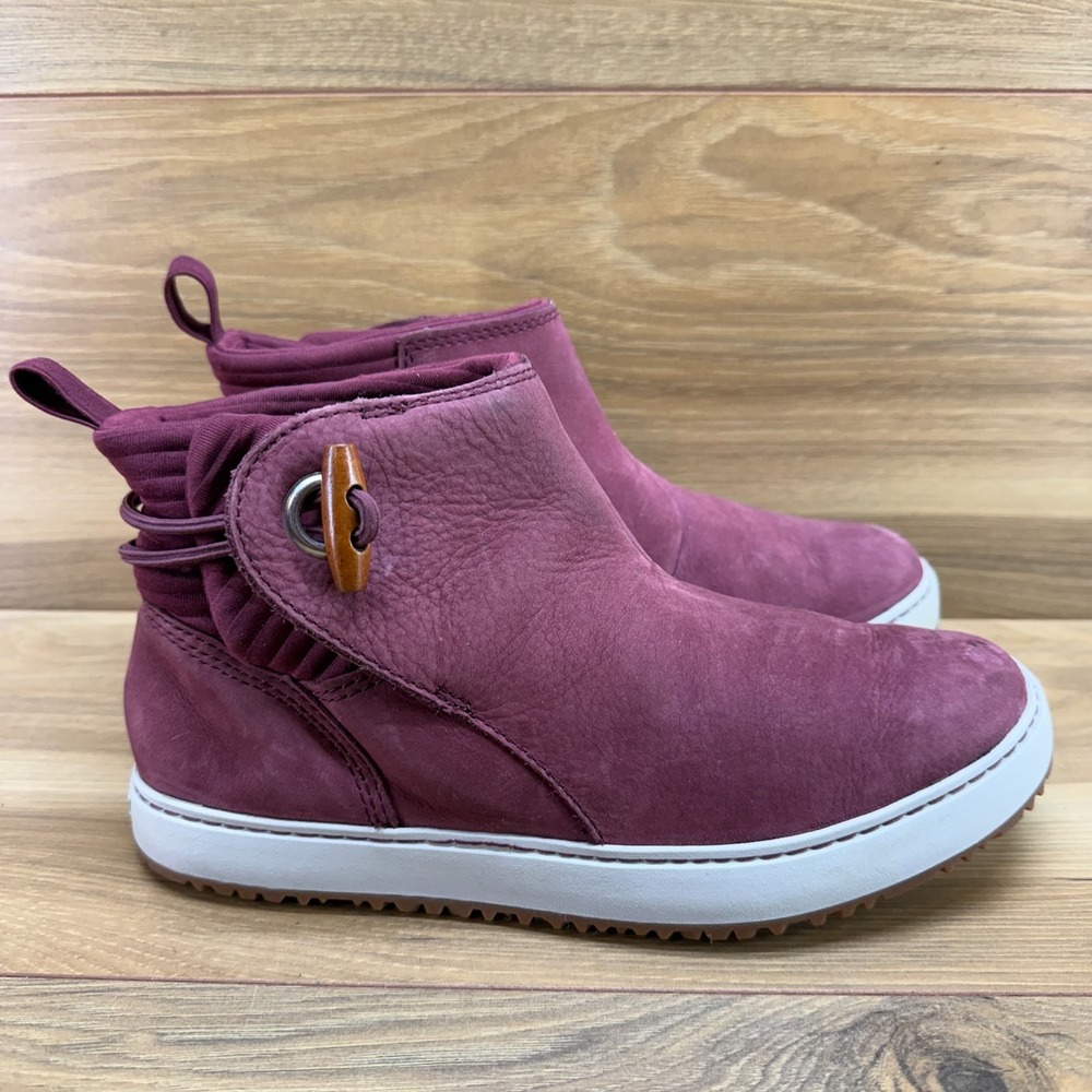 LL BEAN Mountainside Toggle Boots Womens 7 M Red Nubuck Casual Outdoor Comfort